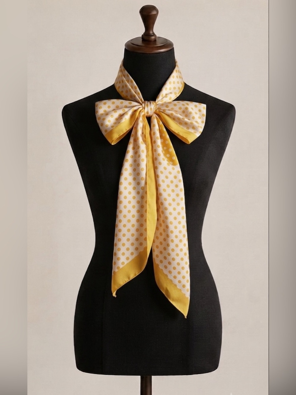 Vintage Monique Martin Yellow Polka Dot Scarf